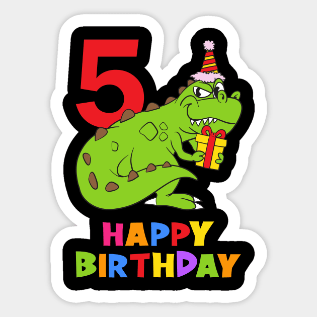 5th Birthday Party 5 Year Old Five Years Sticker by KidsBirthdayPartyShirts